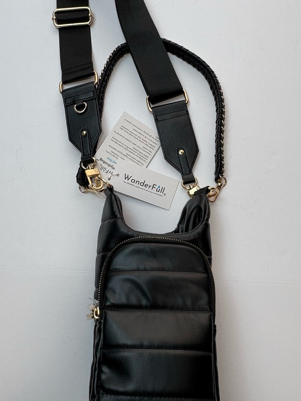 Wander Black Quilted PU Belt Bag with Gold Hardware - Picture 2 of 14